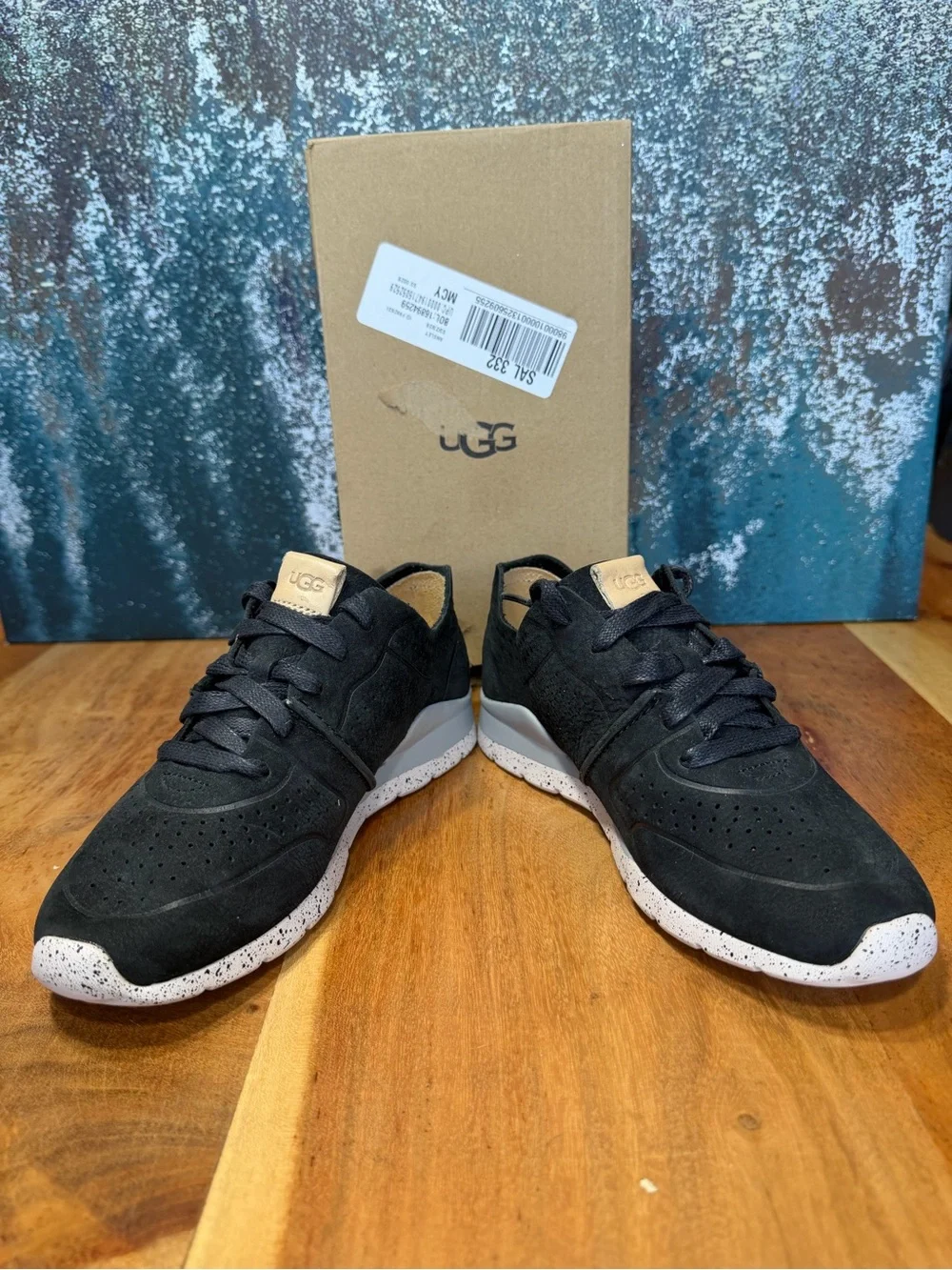 UGG Minimalist Tye Black Nubuck Perforated‎ Sneakers Size 6 NIB